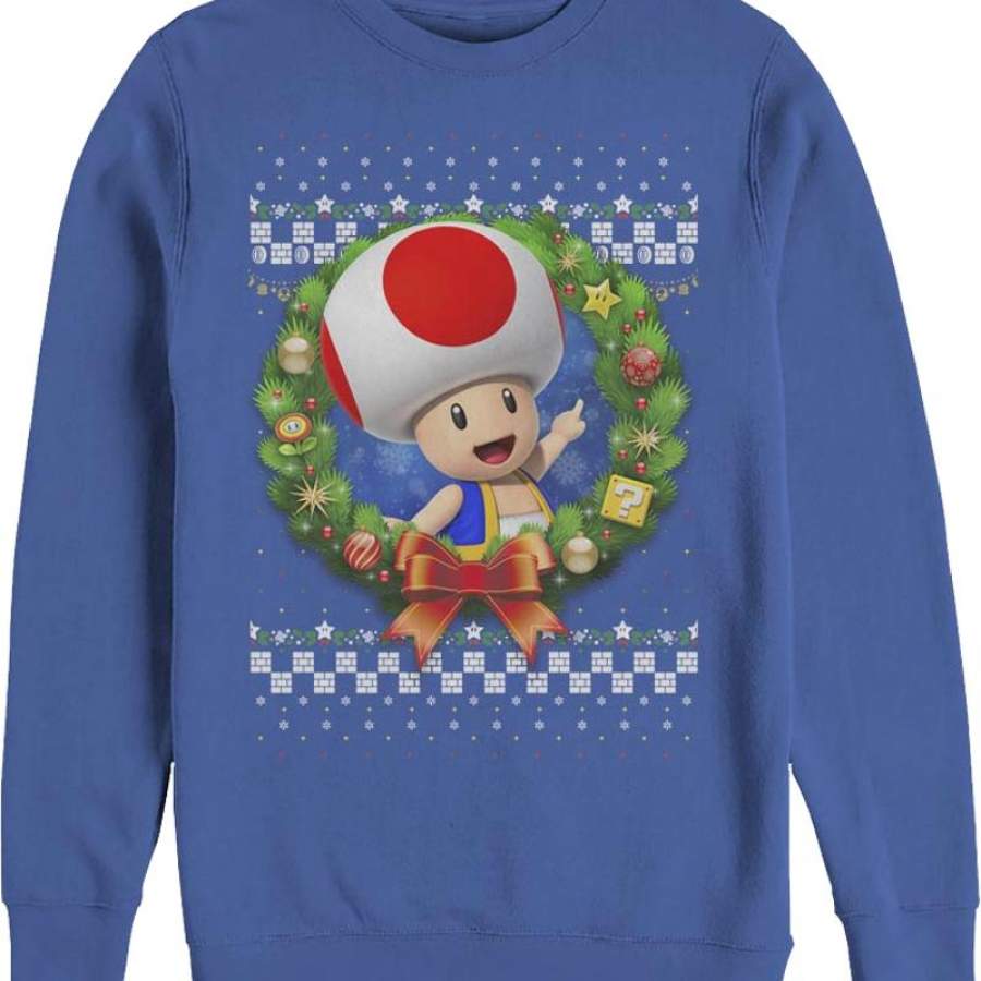 Toad Christmas Wreath Super Mario Bros. Sweatshirt