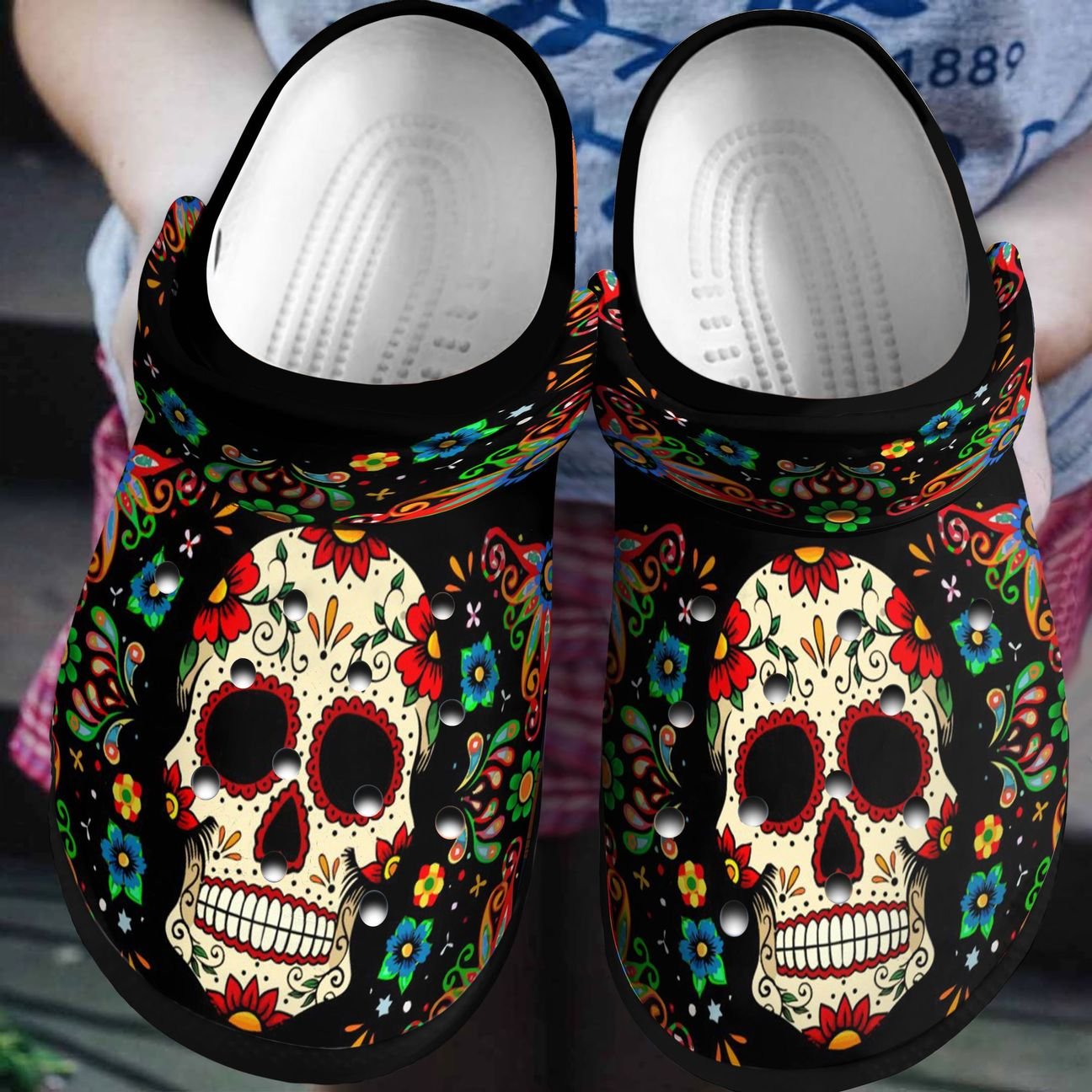 Skull Personalized Clog, Custom Name, Text, Color, Number Fashion Style For Women, Men, Kid, Print 3D Fiesta Skull