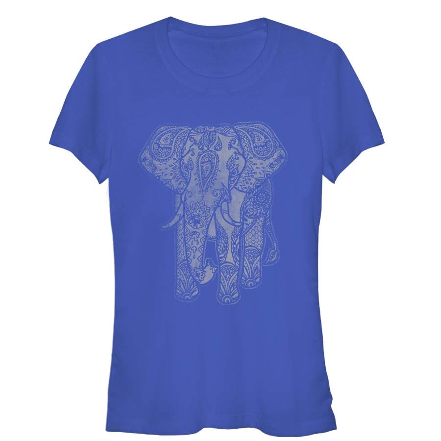 Lost Gods Junior’s Elephant Print  T Shirt Royal