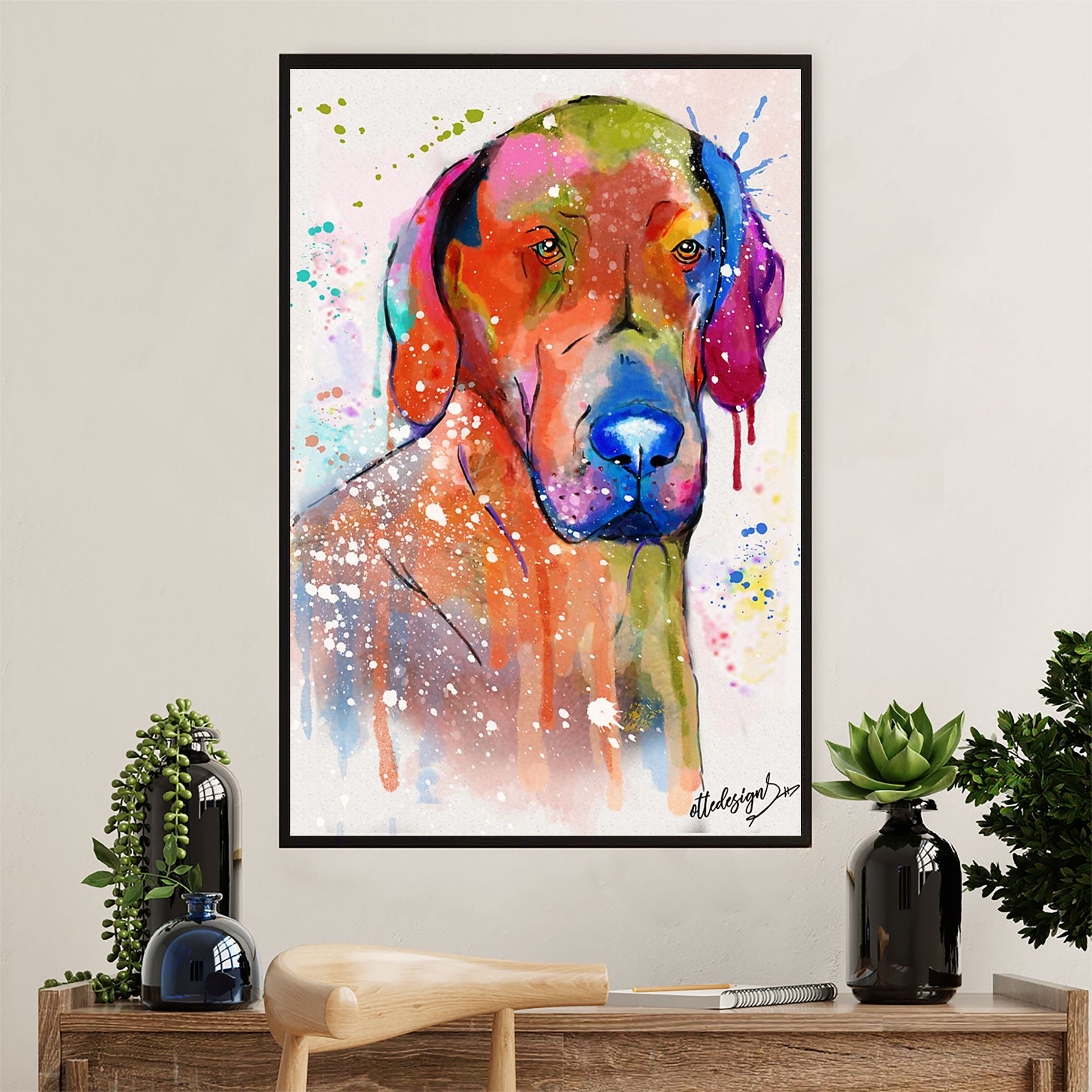 Great Dane Canvas Prints | Watercolor Dog Painting | Wall Art Gift For Great Dane Puppies Lover