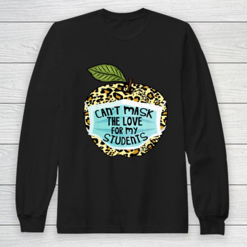 Can't Mask My Love Of Teaching Leopard Plaid Teacher Gift Long Sleeve T-Shirt