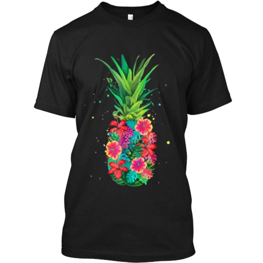 Pineapple Flowers Aloha Hawaii – Vintage Hawaiian  Tee Custom Ultra Cotton