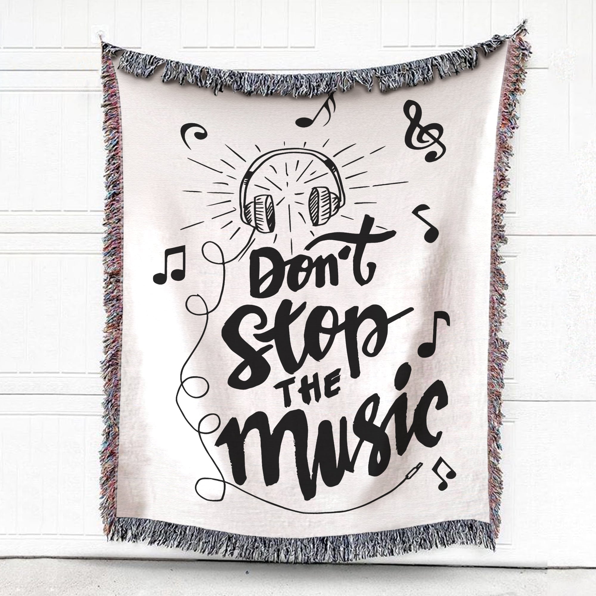 Woven Throw For Music Lovers Gift, Don’T Stop The Music, Cotton Blanket