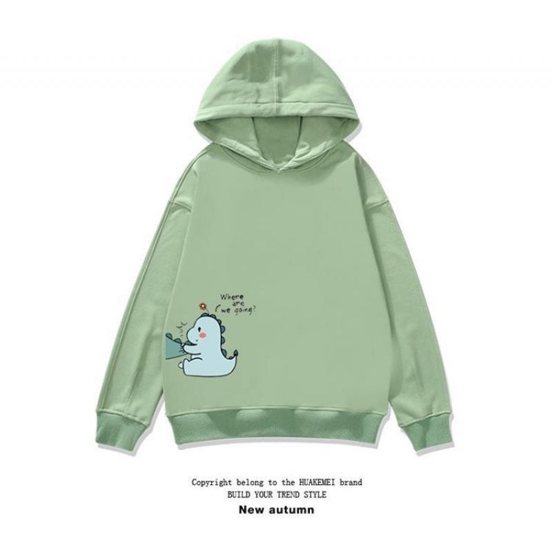 Couple Dinosaur Hoodie Autumn Fashion Sweatshirt Women Punk Korean Cartoon Tops Vintage Oversized Hooded Kawaii Hoodie Girl alx