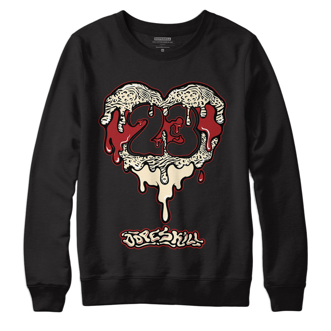 23 Heart Drip Crewneck Sweatshirt Match Jordan 11 Animal Instinct