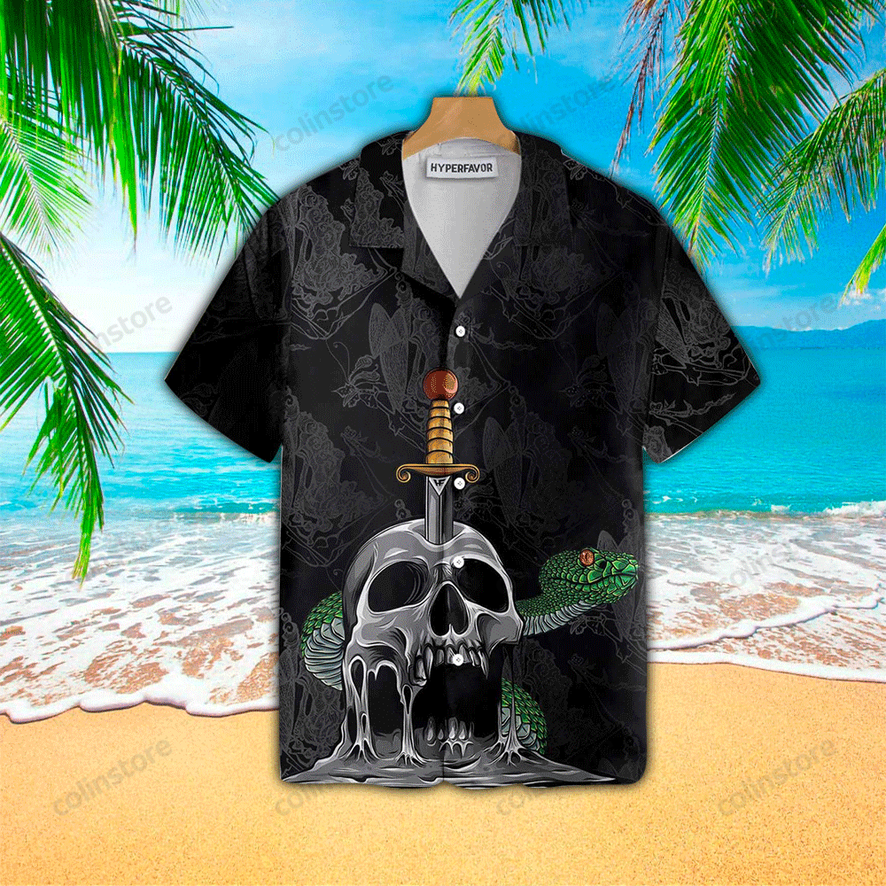 Skull Snake Gothic Hawaii Shirt Aloha Ha90025