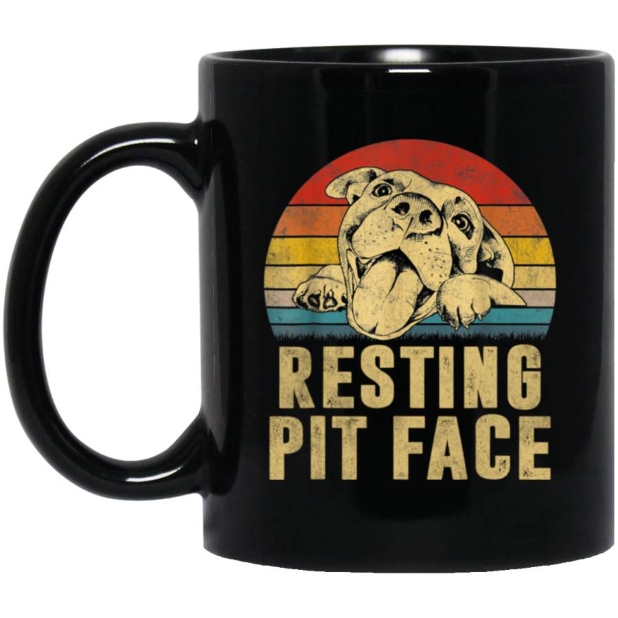 Dog Pitbull Resting Pit Face Vintage Mug Cup Coffee 11 Oz 15 Oz