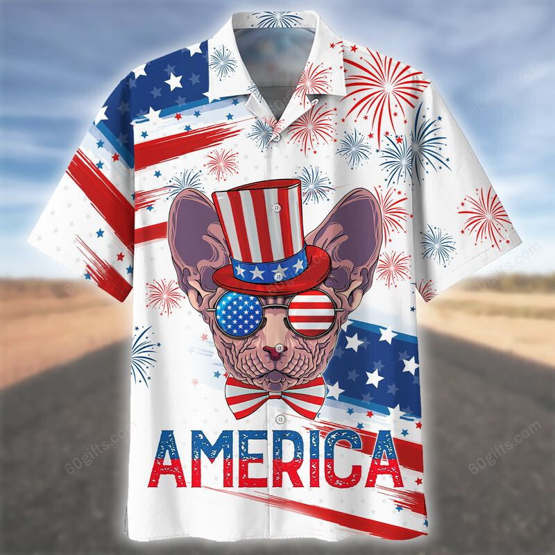 3D Hawaiian Shirt, Hoodie, Zip Hoodie, Hoodie Dress, Sweatshirt Cat Independence Day Usa All Over Print