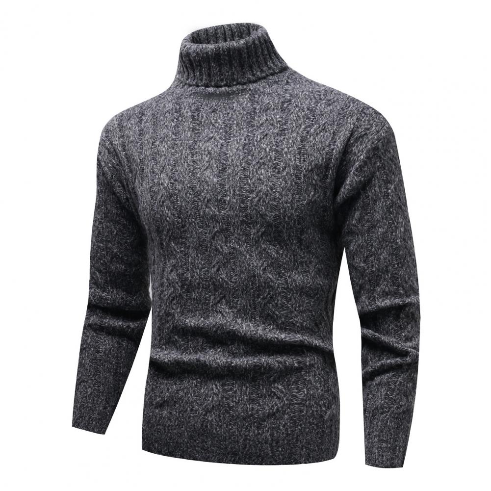 Winter Sweater Turtleneck Long Sleeve Ribbed Trim Twist Men Sweater Autumn Winter Solid Color Thickened Warm Sweater Jumper alx