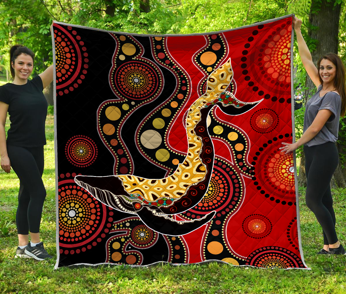 Aboriginal Decors Australian Gifts Shark Hunting Quilt