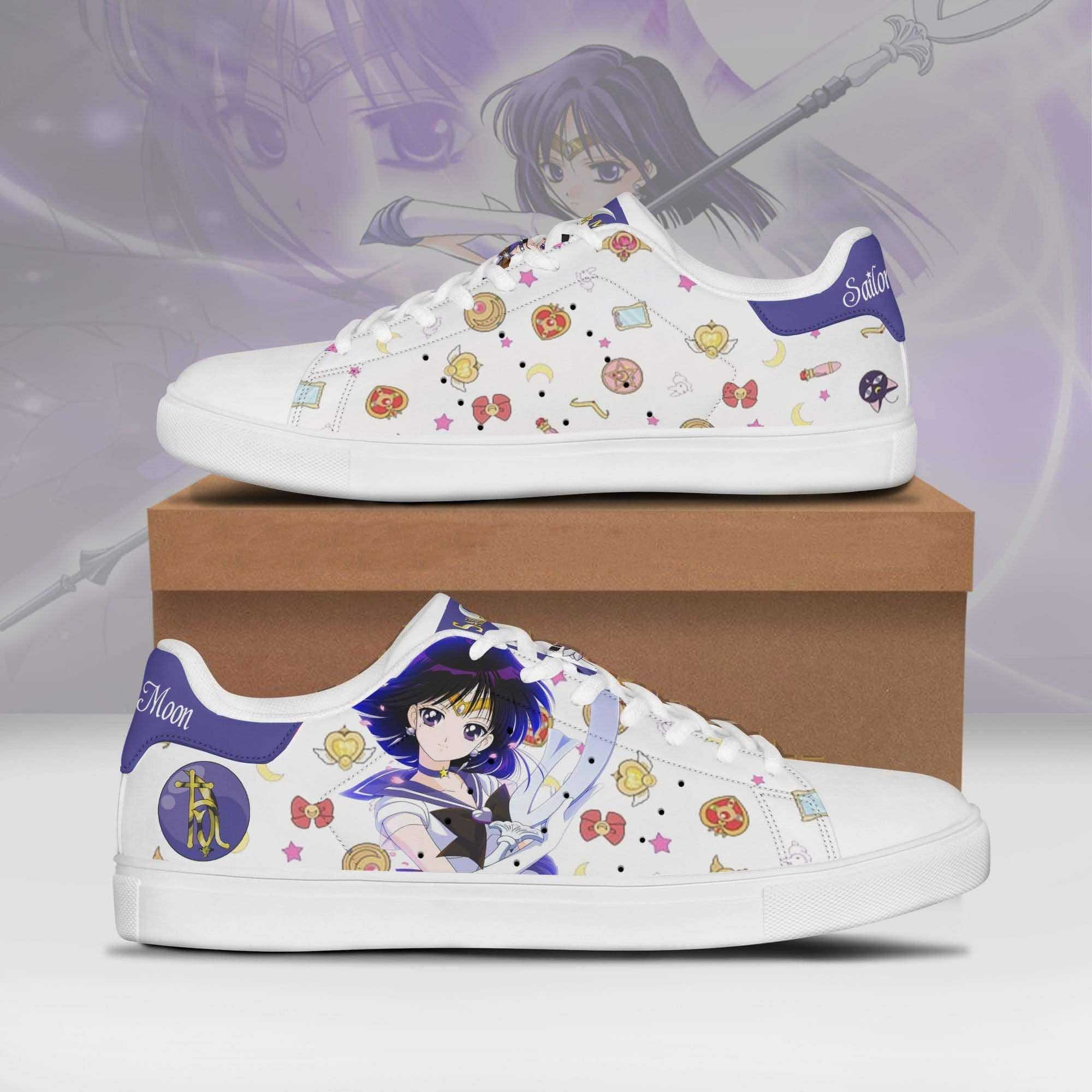 Sailor Saturn Sailor Moon Anime Christmas Gift For Fan Low Top Leather Skate Shoes Sneakers For Man And Women