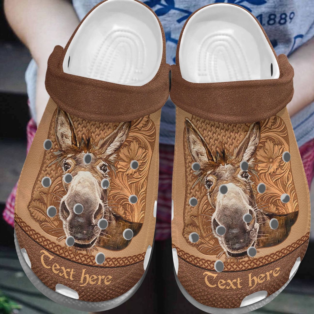 Donkey Personalize Clog, Custom Name, Text, Fashion Style For Women, Men, Kid, Print 3D Personalized Happy Donkey