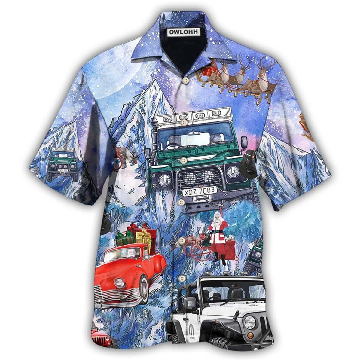 Jeep Reindeer Flying Into Galaxy Hawaii Shirt Ha94334