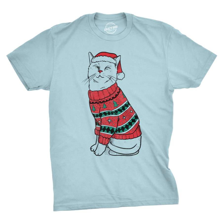 Cat In Ugly Christmas Sweater Men’s Tshirt