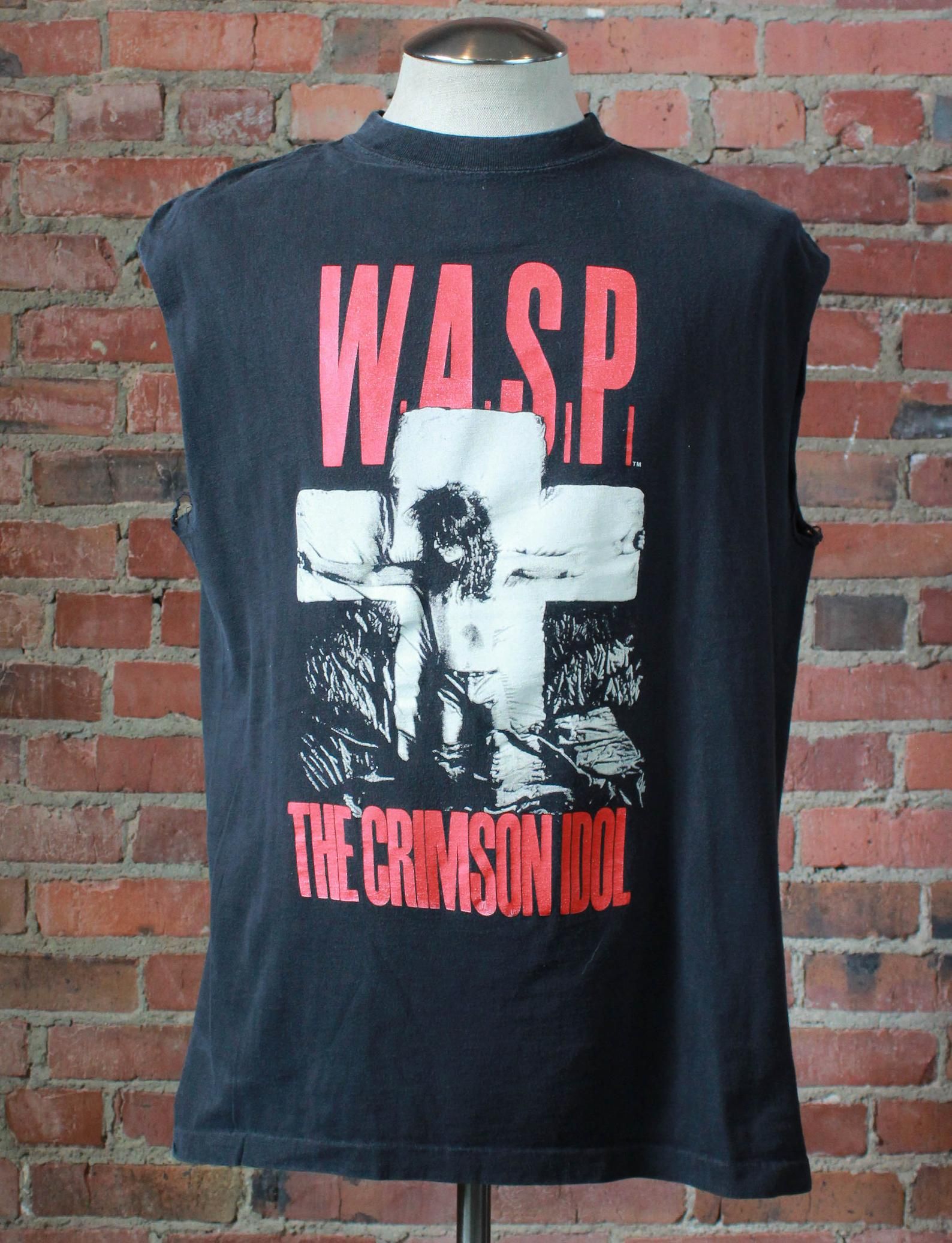 Vintage 1993 Wasp Concert T Shirt Crimson Idol Jonathan Lives Here Tour Cut Off Black Unisex