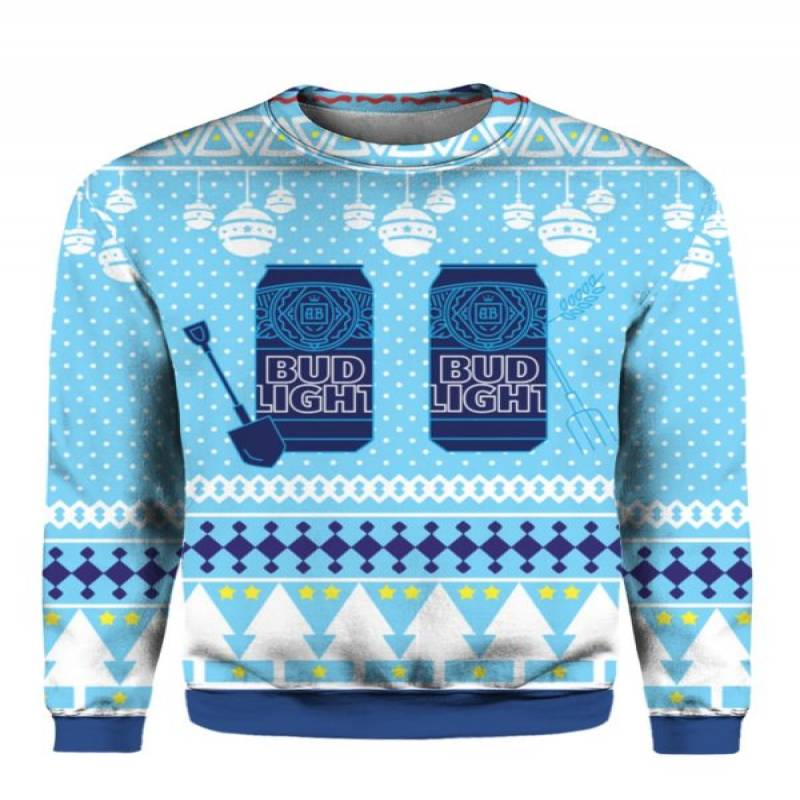 Bud Light Can Beer 3D Print Ugly Christmas Sweater Hoodie