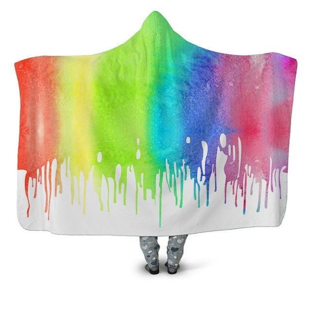 Rainbow Paint Drip Blanket Hoodie