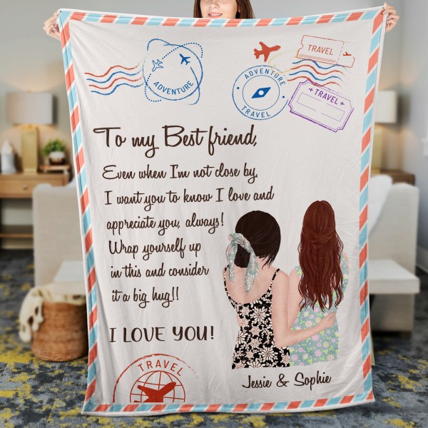 Personalized Thank You For Standing By My Side Bestie Blanket, Best Friend Blanket