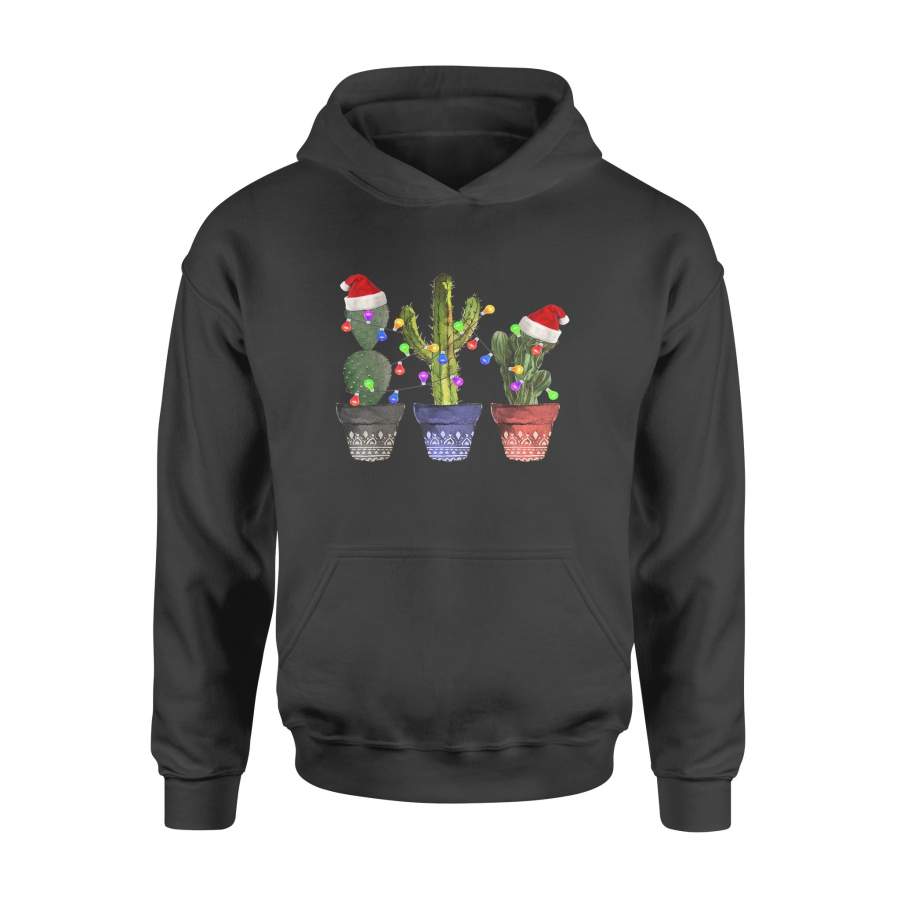 Cactus Christmas Lights Decoration Santa Hat Cactus Lovers T-Shirt – Standard Hoodie