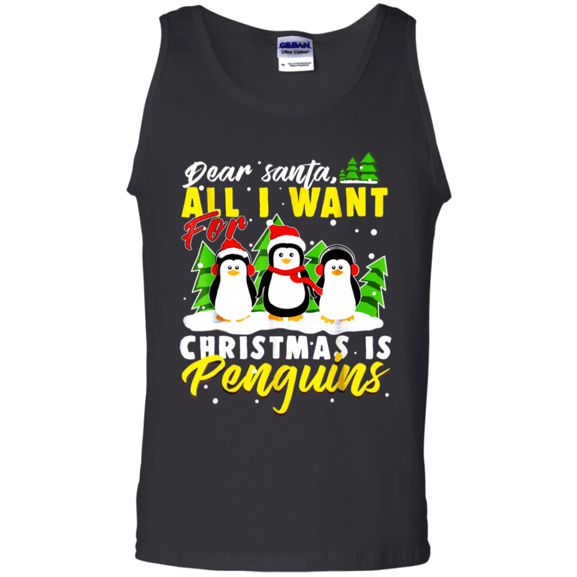 Discover Cool Dear Santa All I Want For Christmas Is Penguins Funny T-Shirt G220 Gildan 100% Cotton Tank Top