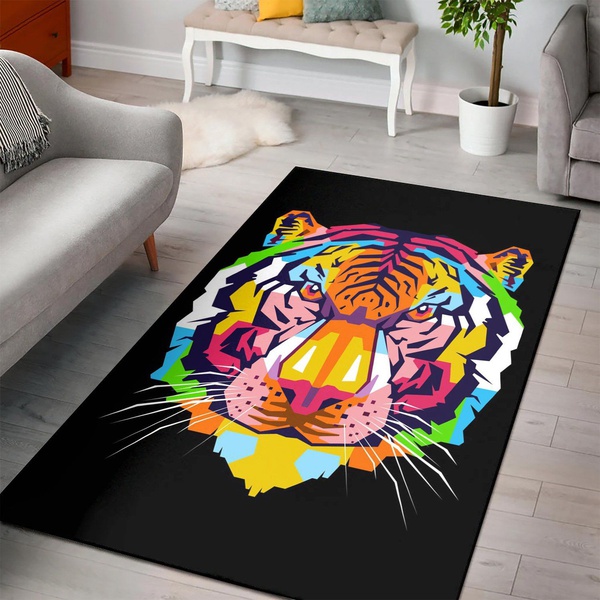 Tiger In Wpap Modern Art Area Rug Bedroom US Gift Decor