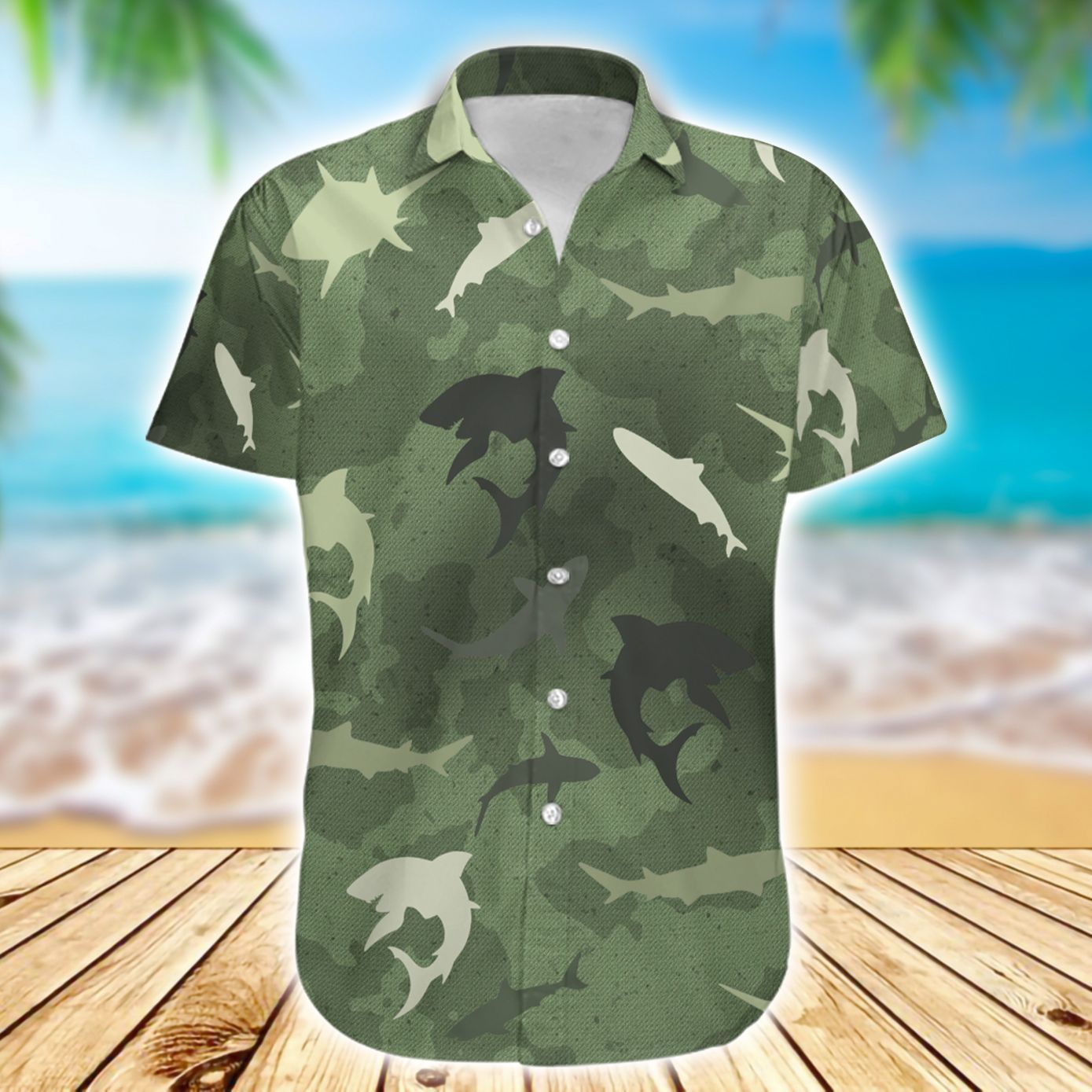 Check Out This Awesome Shark Camo Hawaiian Shirt