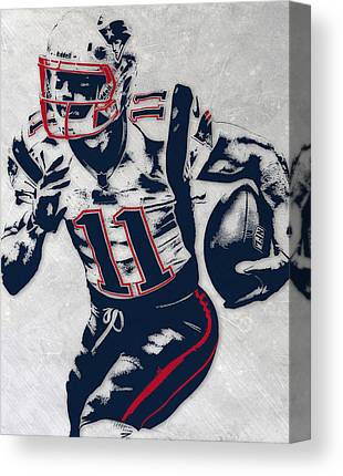 Julian Edelman New England Patriots Pixel Art 4 Joe Hamilton Canvas Print