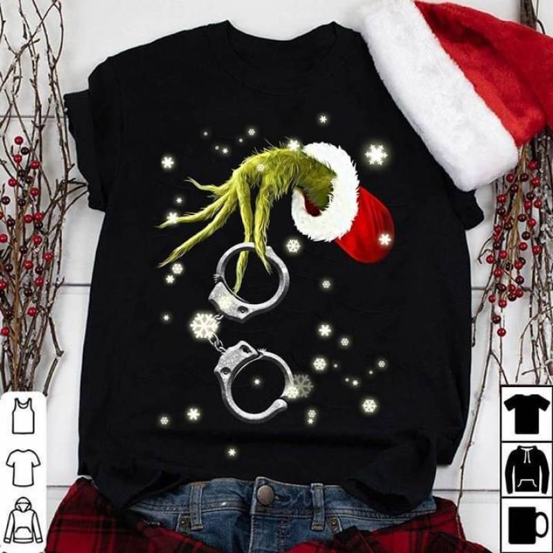 Grinch Steal Handcuffs Christmas T-Shirt