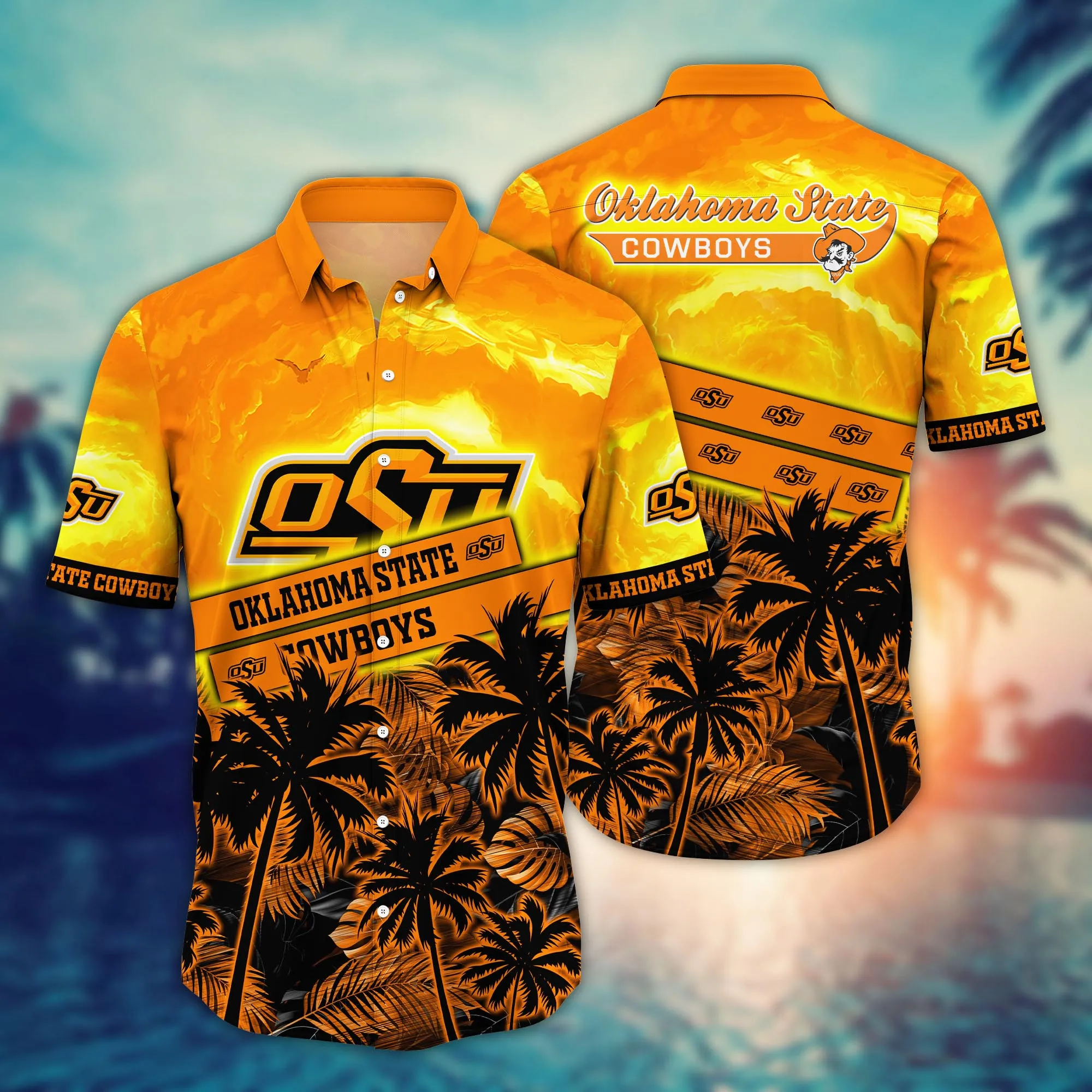 Oklahoma State Cowboys NCCA Hawaiian Shirt Sun-Kissed Aloha Shirt