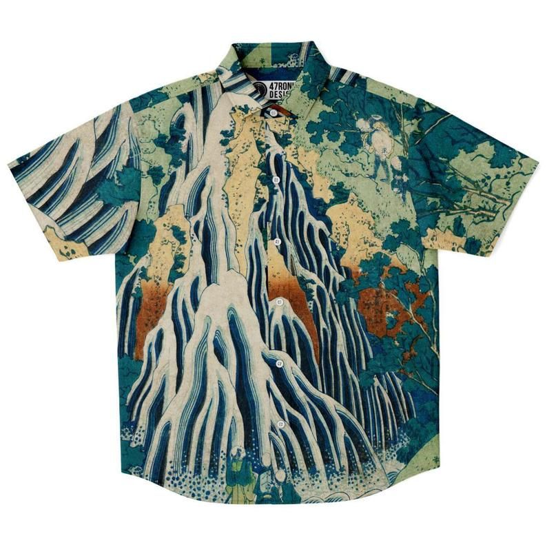 Kirifuri Waterfall By Hokusai Multicolor Amazing Design Hawaii Shirt Ha73923