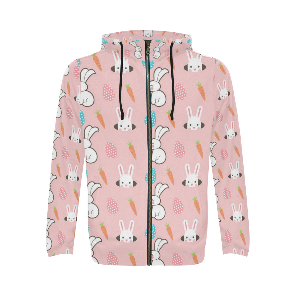 Rabbit All Over Print Full Zip Hoodie for Men