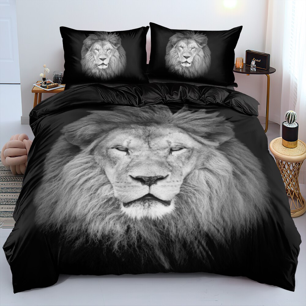 3D Black Lion Bedding Set Custom Design Duvet Cover Set Full Queen King Size Bedmodern