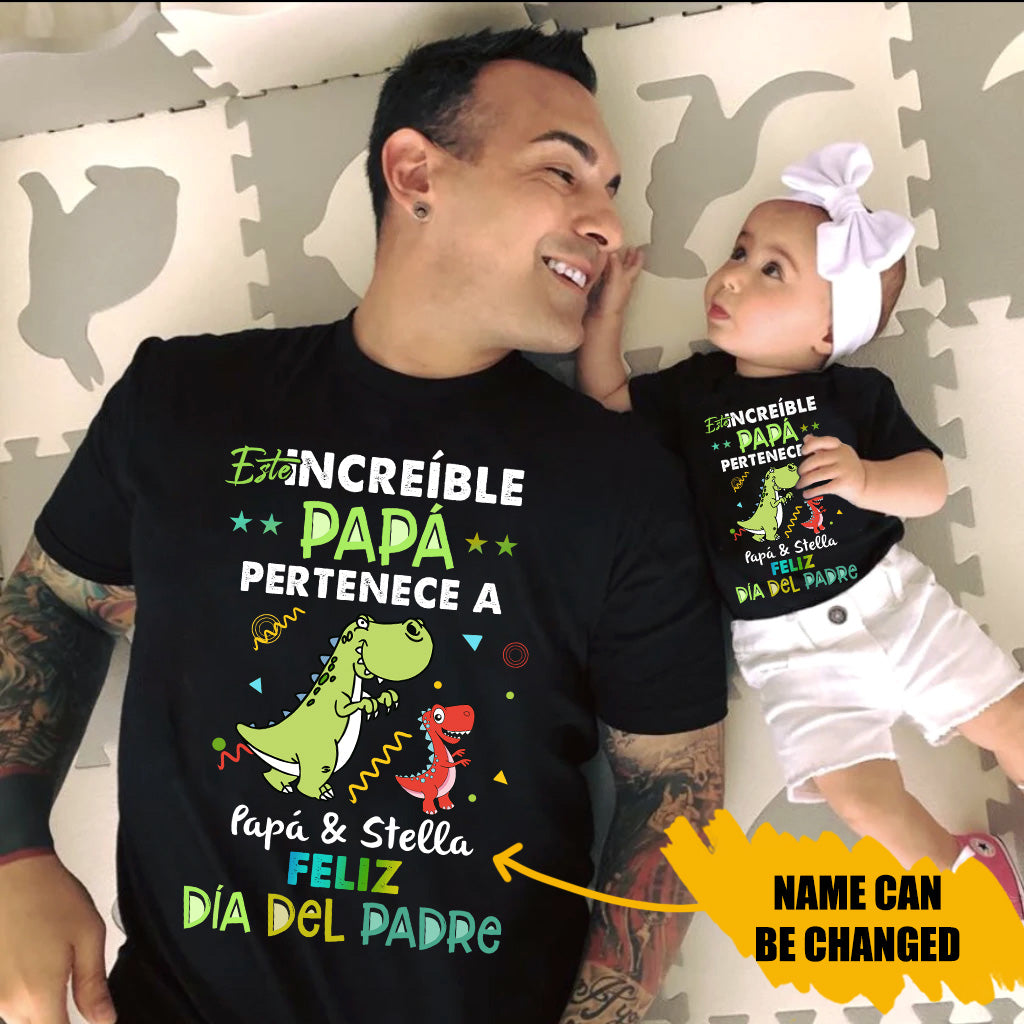 Personalized Increíble Dinosaur Papá Matching T-Shirt, Baby Onsie