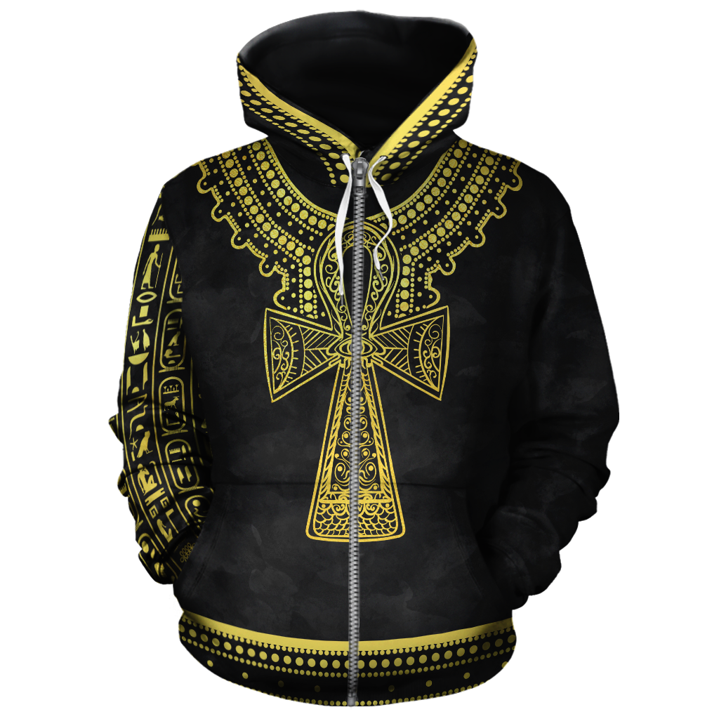 Greek Life Hoodie – Printed Dashiki Ankh 2 Zip Hoodie