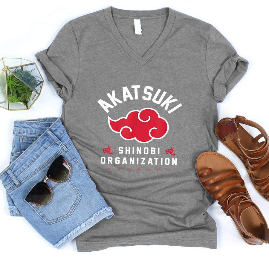 Naruto Shippuden Akatsuki Shinobi Organization  V-Neck