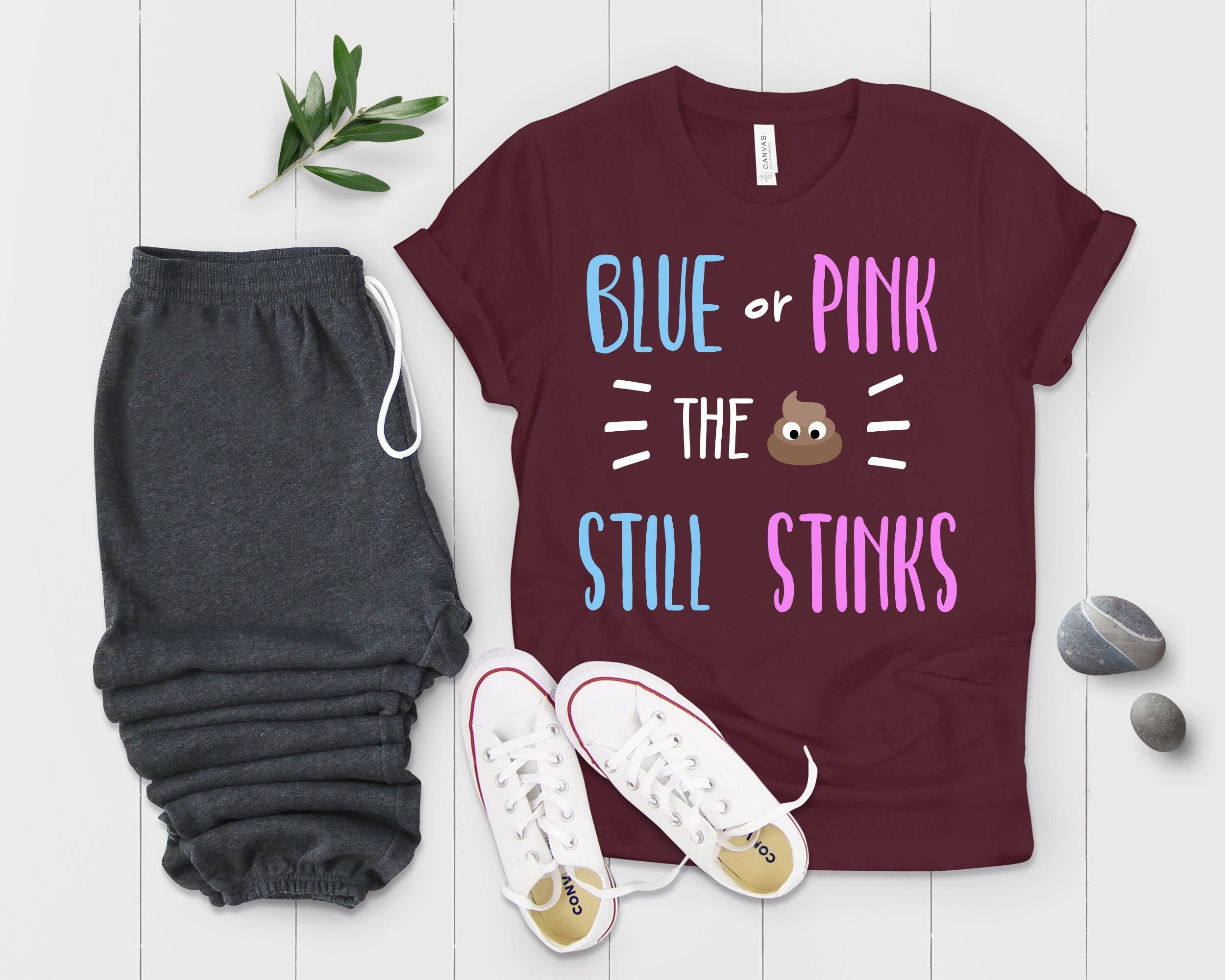 Blue Pink The Poop Still Stinks Gender Reveals Shirt