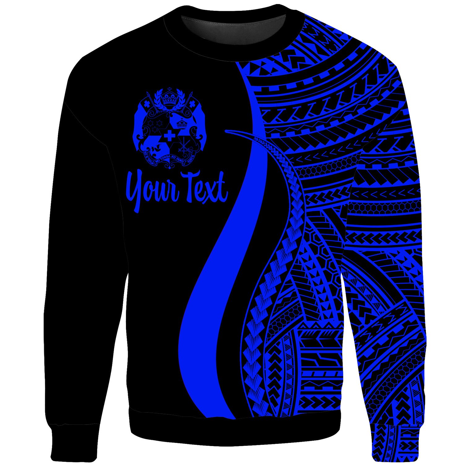 Tonga Custom Personalised Sweatshirt – Blue Polynesian Tentacle Tribal Pattern – BN11