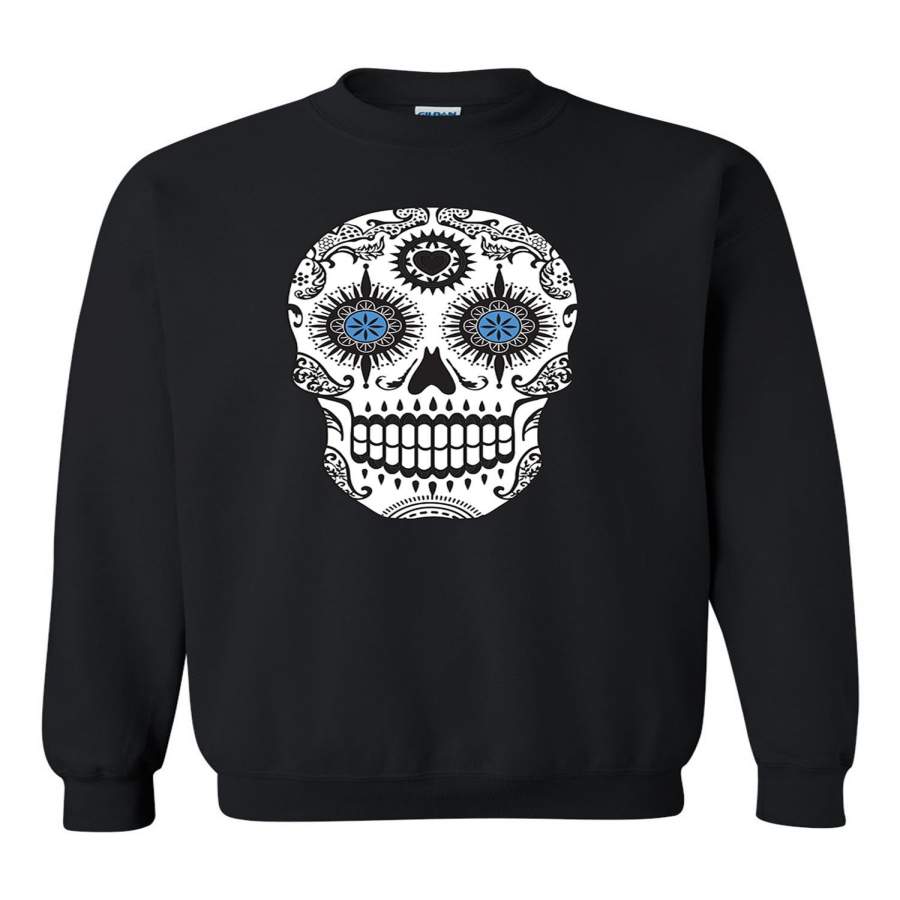 Sugar Skull Roses Eyes Day of The Dead Crewneck Mexican Gothic Los Muertos tee