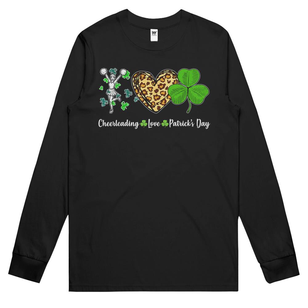 Cheerleading Love Leopard Heart Shamrock St Patrick’S Day Long Sleeve T Shirts