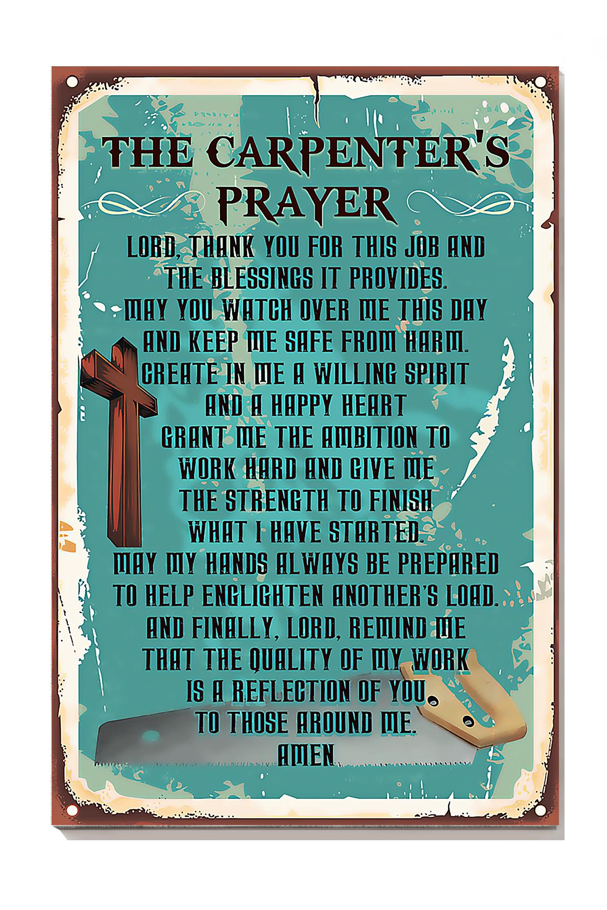 The Carpenter’S Prayer Emotinal Prayer Wall Art For Home Decor Wrapped Canvas