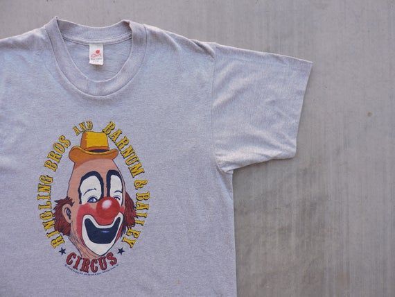 Rare Vintage Ringling Bros And Barnum Bailey Circus Clown Heather Gray 50 50 Shirt