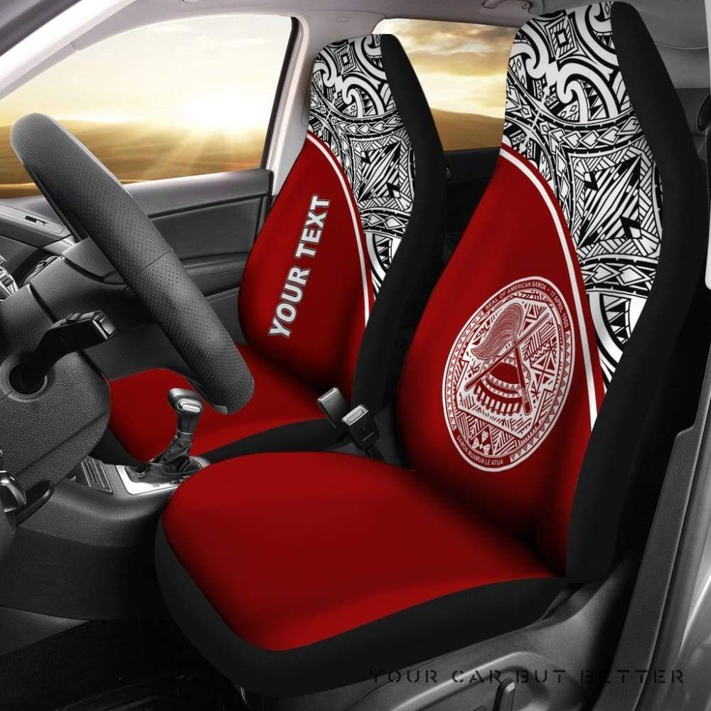 American Samoa Polynesian Custom Personalised Car Seat Covers Red Curve Bn12