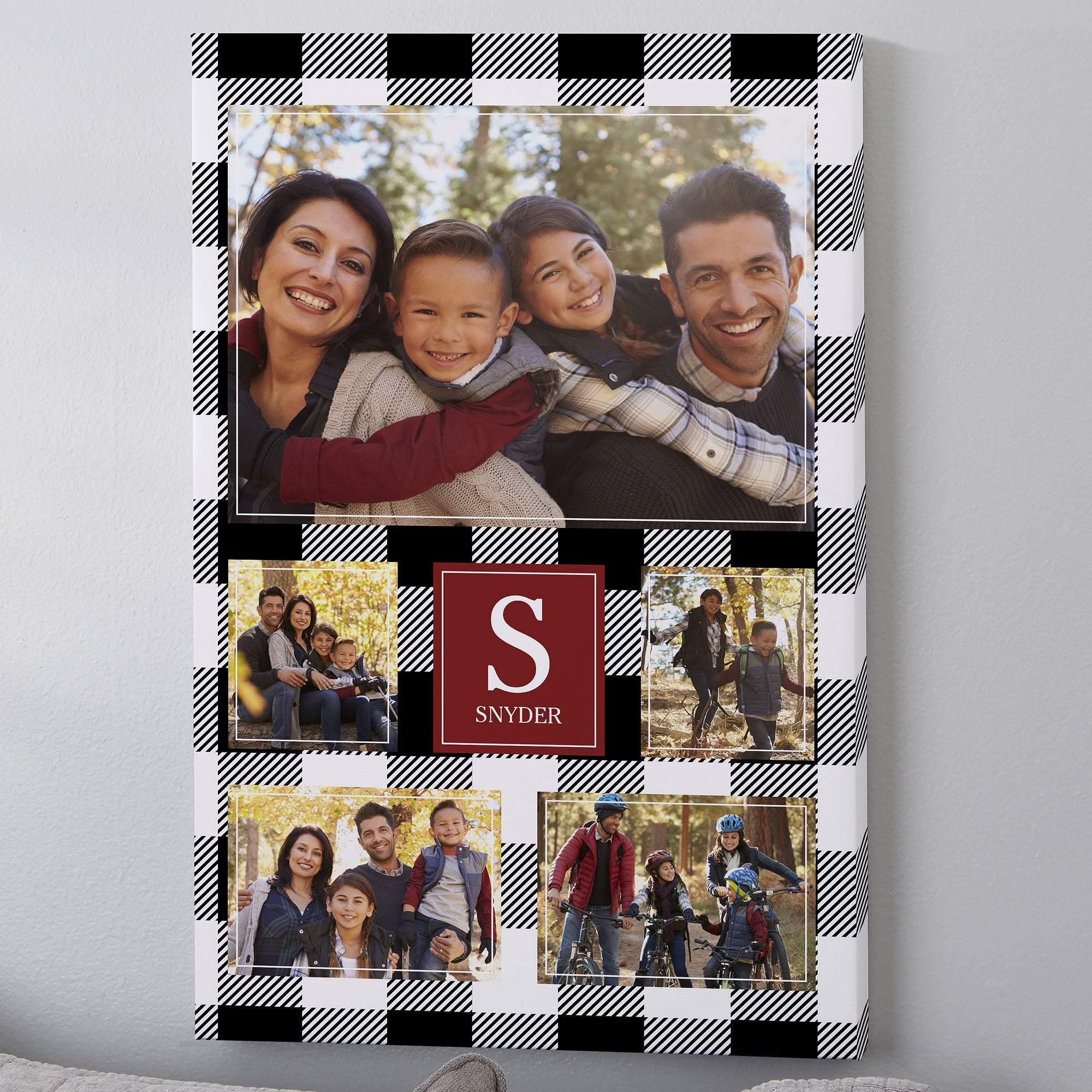 [Personalized Name & Photo] Pattern 5 Family Photo Collage Caro – Perfect Gift, Gift For Family, Gift For Home Decor, Best Idea Gift – Matte Canvas, Wall Art, Canvas Prints