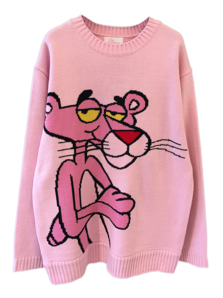 2021 Spring Korean New Cartoon Sweater Women’s Loose Leopard Round Neck Loose Casual Pullover Knitting Sweater Tops Z006 alx