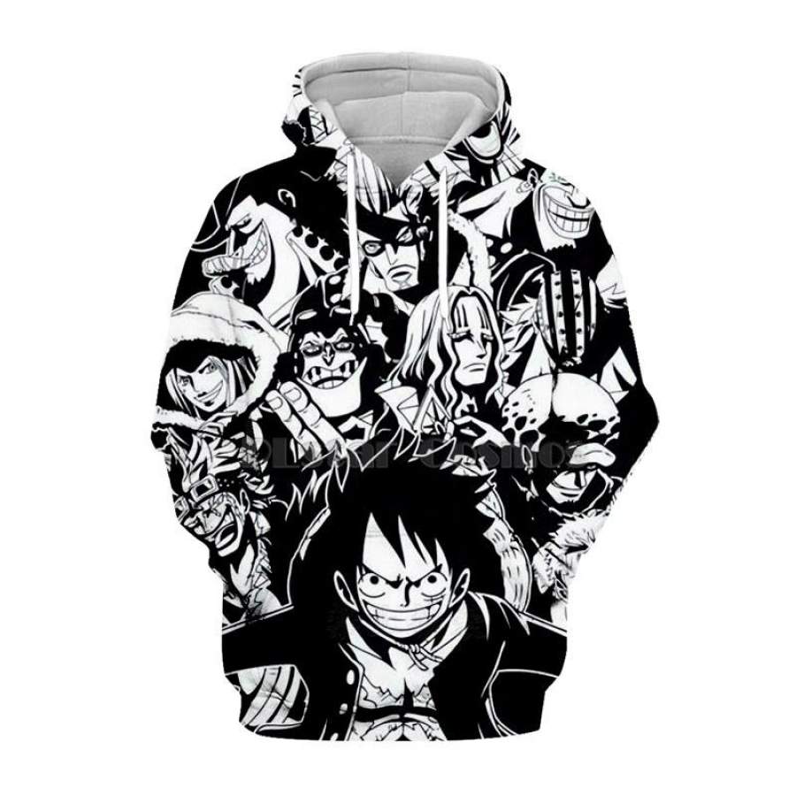 Anime One Piece Hoodies 3D Print Pullover long Sweatshirt Monkey D Luffy