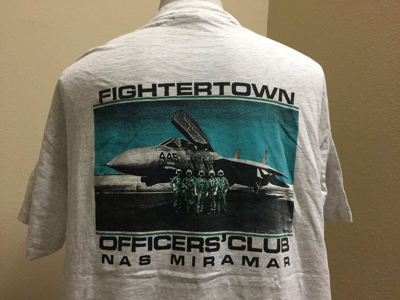 Vtg 90’s Fightertown Officers’ Club Nas Miramar Light Grey T-Shirt