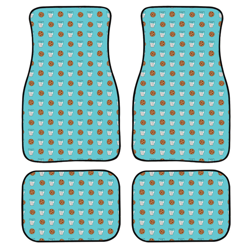 Milk And Cookies Pattern Print Front And Back Car Floor Mats, Front Car Mat