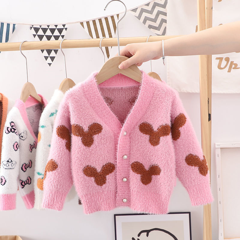 Autumn Winter Baby Girls Flower Knitted Cardigan Sweaters Coat Children Clothing Kids Handmade Wool Ball Cardigan Coat Tops alx