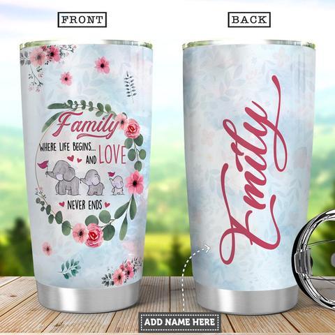 Personalized Elephant Family Stainless Steel Tumbler, Personalized Tumblers, Tumbler Cups, Custom Tumblers