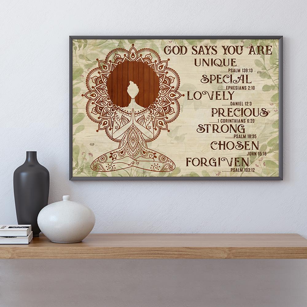 God Says You Are Black Queen Yoga Poster